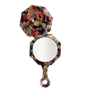 Polygon Handheld Makeup Mirror for Beauty Parlor Vacation Assorted Color